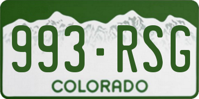 CO license plate 993RSG