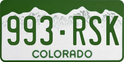 CO license plate 993RSK