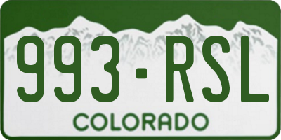 CO license plate 993RSL