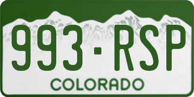 CO license plate 993RSP