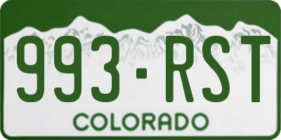 CO license plate 993RST