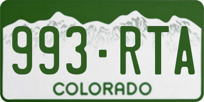 CO license plate 993RTA