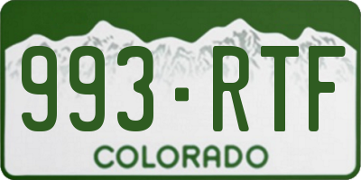 CO license plate 993RTF