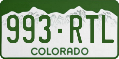 CO license plate 993RTL