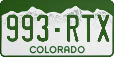 CO license plate 993RTX