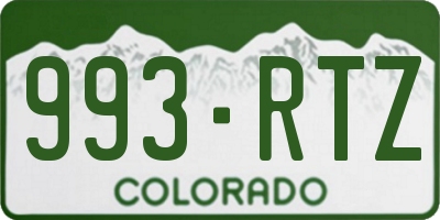 CO license plate 993RTZ