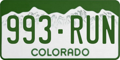 CO license plate 993RUN