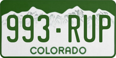 CO license plate 993RUP