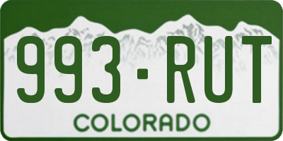 CO license plate 993RUT