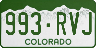 CO license plate 993RVJ