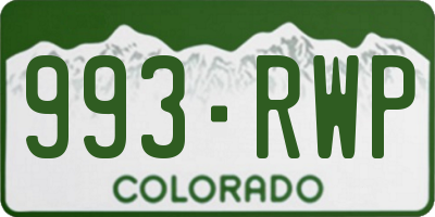 CO license plate 993RWP