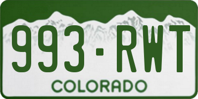 CO license plate 993RWT
