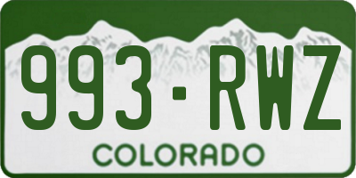 CO license plate 993RWZ