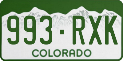 CO license plate 993RXK