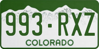 CO license plate 993RXZ
