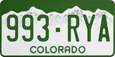 CO license plate 993RYA