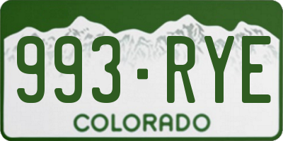 CO license plate 993RYE