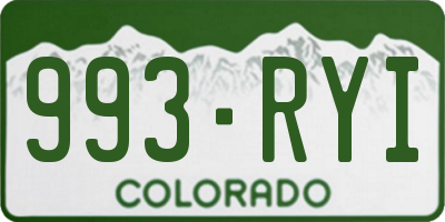 CO license plate 993RYI