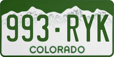 CO license plate 993RYK