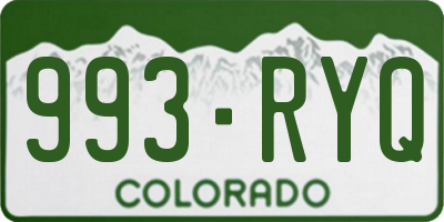 CO license plate 993RYQ