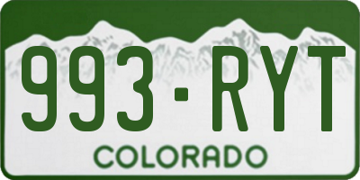 CO license plate 993RYT