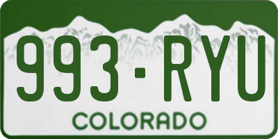 CO license plate 993RYU