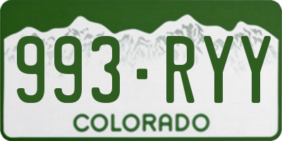 CO license plate 993RYY