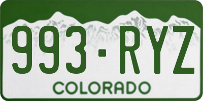 CO license plate 993RYZ