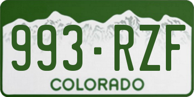 CO license plate 993RZF