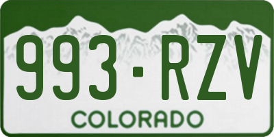 CO license plate 993RZV