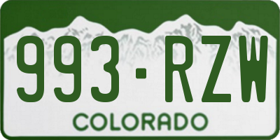 CO license plate 993RZW