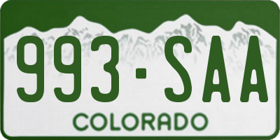 CO license plate 993SAA