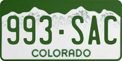 CO license plate 993SAC