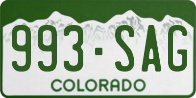 CO license plate 993SAG
