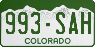 CO license plate 993SAH