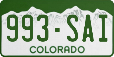 CO license plate 993SAI