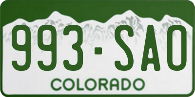 CO license plate 993SAO