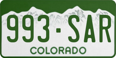 CO license plate 993SAR