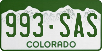 CO license plate 993SAS