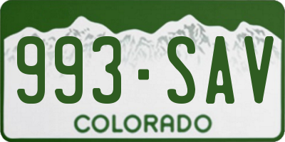 CO license plate 993SAV