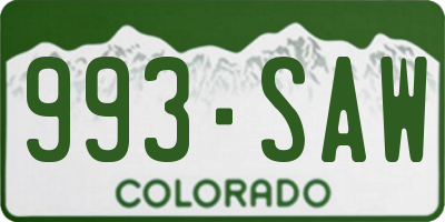 CO license plate 993SAW