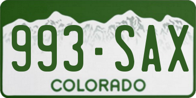CO license plate 993SAX
