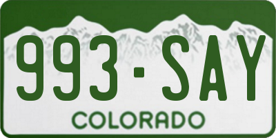 CO license plate 993SAY