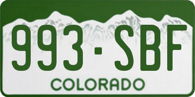 CO license plate 993SBF