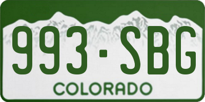 CO license plate 993SBG