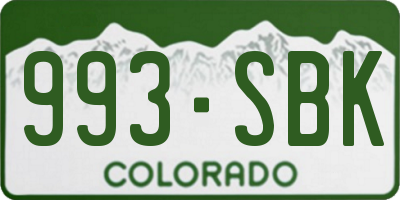 CO license plate 993SBK