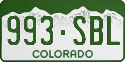 CO license plate 993SBL