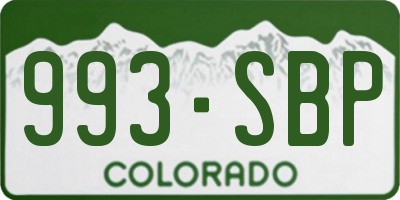 CO license plate 993SBP