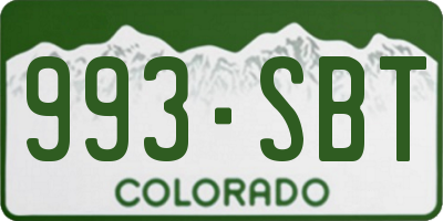 CO license plate 993SBT