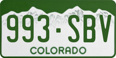 CO license plate 993SBV
